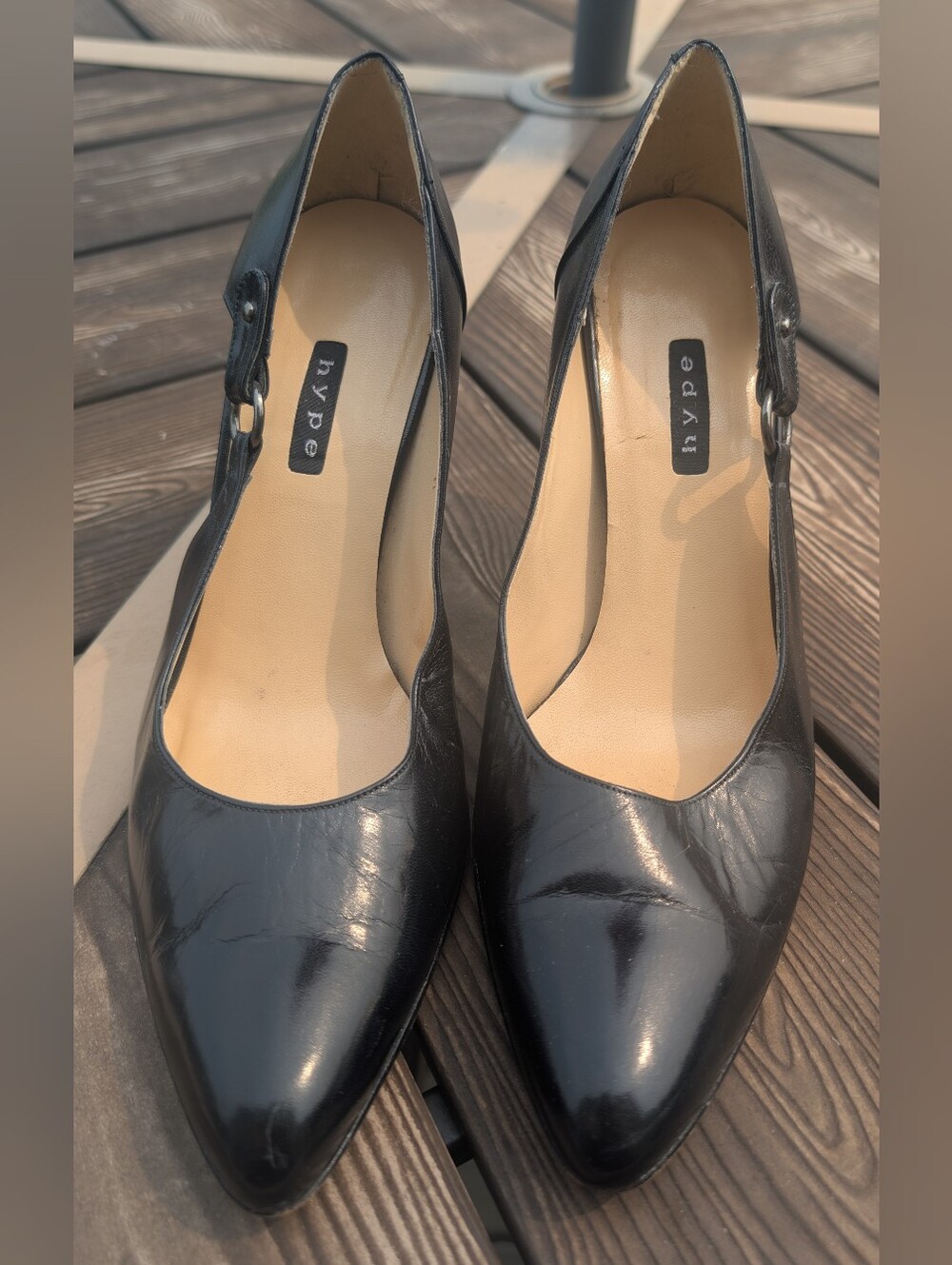 Hype Black Leather Women's Vintage Dress Shoes Pumps Stilettos Size 10 M